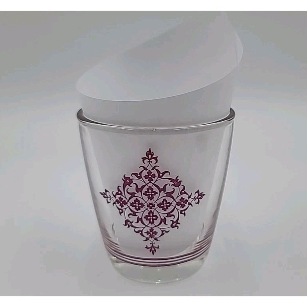 Sour Cream Glass Pink/Purple Lace Half Pint Glass